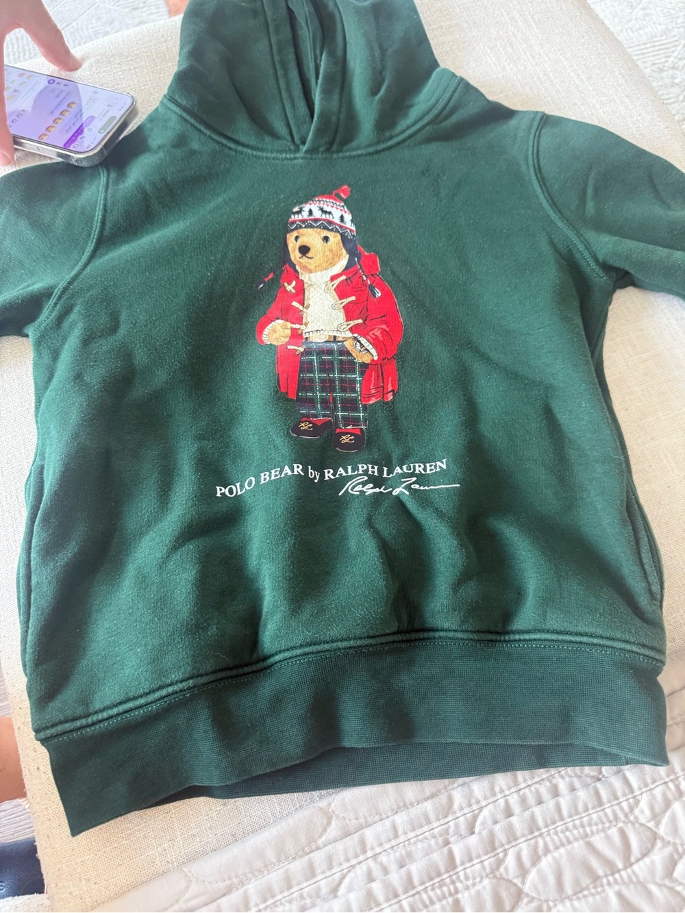 Polo by Ralph Lauren Green Kids Hoodie with Polo Bear Graphic